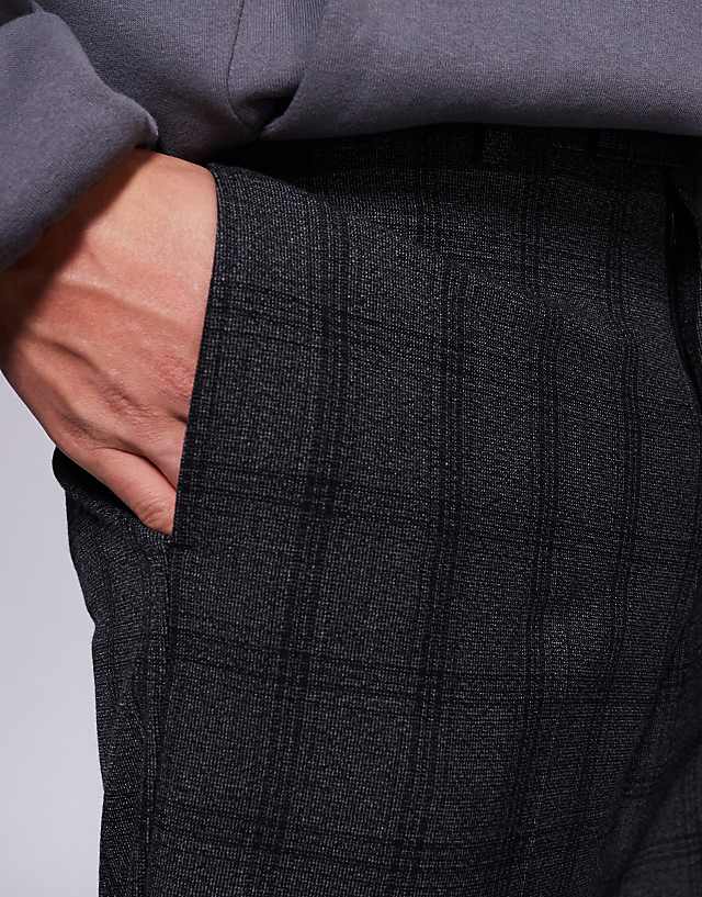 Asos ASOS DESIGN Smart Wide Leg Trouser With Check In Black