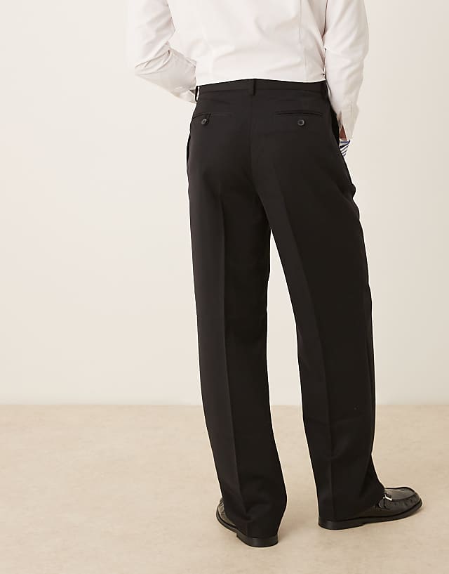 Asos ASOS DESIGN Smart Wide Leg Trouser With Double Pleats In Black