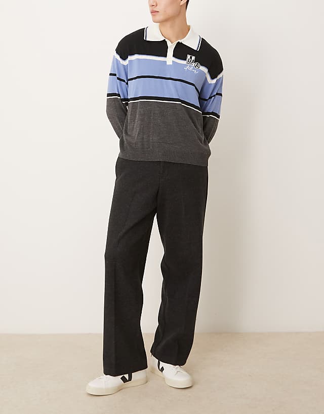 Asos ASOS DESIGN Smart Wide Leg Trousers In Black Texture