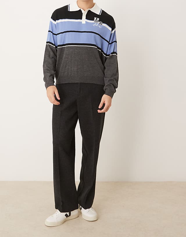 asos ASOS DESIGN smart wide leg trousers in black texture