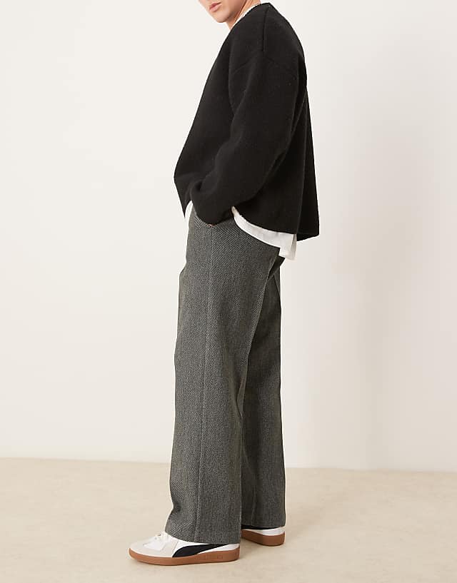 Asos ASOS DESIGN Smart Wide Leg Trousers In Charcoal