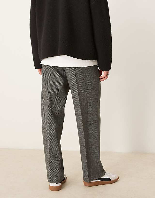 Asos ASOS DESIGN Smart Wide Leg Trousers In Charcoal