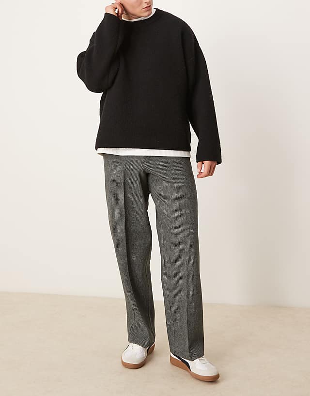 asos ASOS DESIGN smart wide leg trousers in charcoal