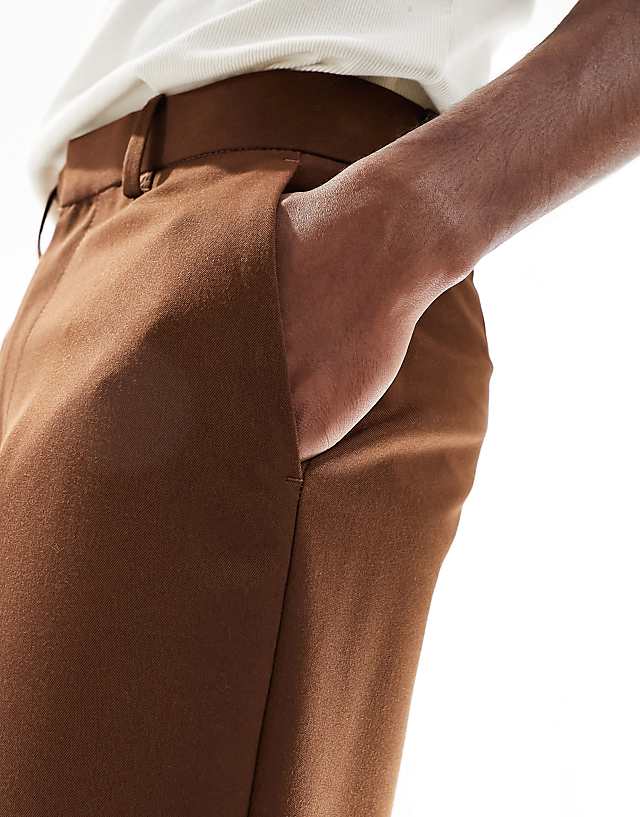 Asos ASOS DESIGN Smart Wide Leg Trousers In Dark Brown
