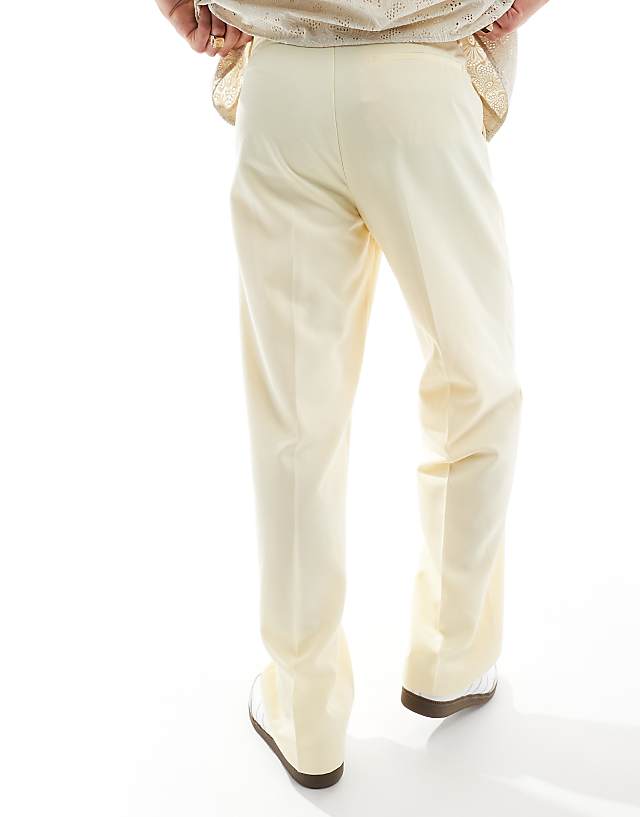 Asos ASOS DESIGN Smart Wide Leg Trousers In Dusty Yellow