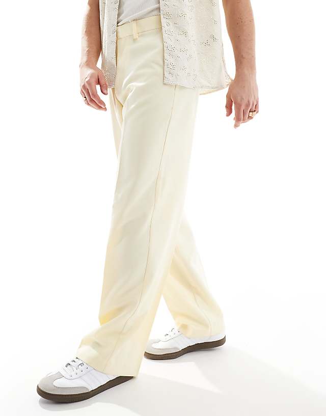Asos ASOS DESIGN Smart Wide Leg Trousers In Dusty Yellow
