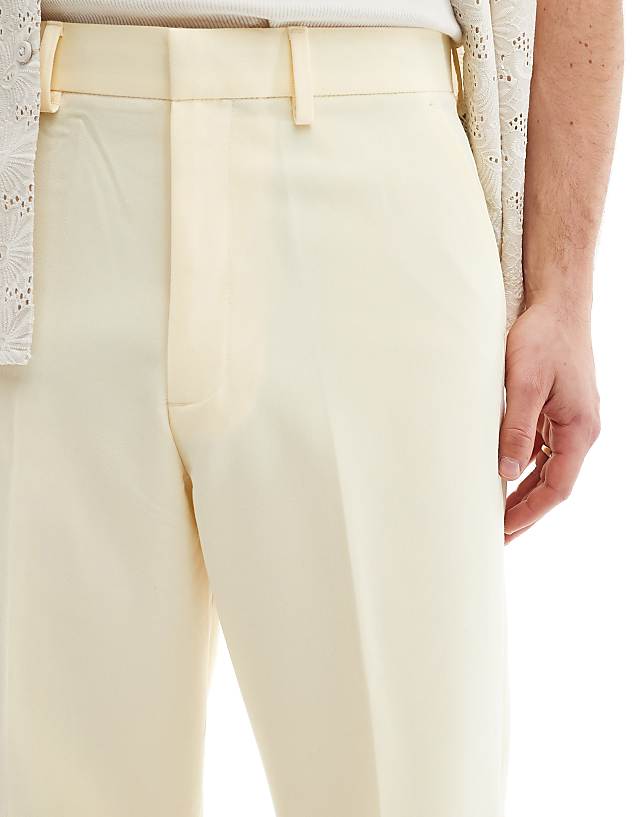 Asos ASOS DESIGN Smart Wide Leg Trousers In Dusty Yellow