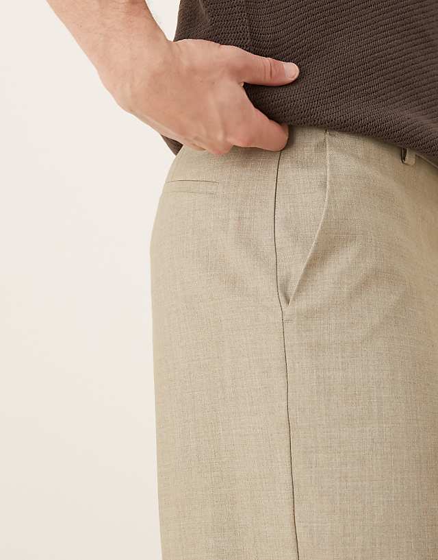 Asos ASOS DESIGN Smart Wide Leg Trousers In Light Grey Melange