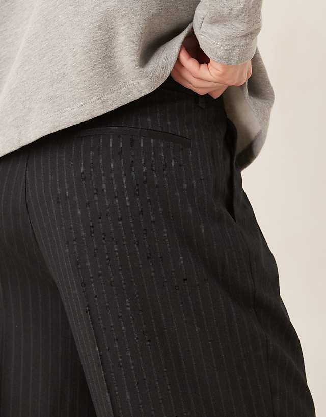 Asos ASOS DESIGN Smart Wide Leg Trousers In Navy Pinstripes