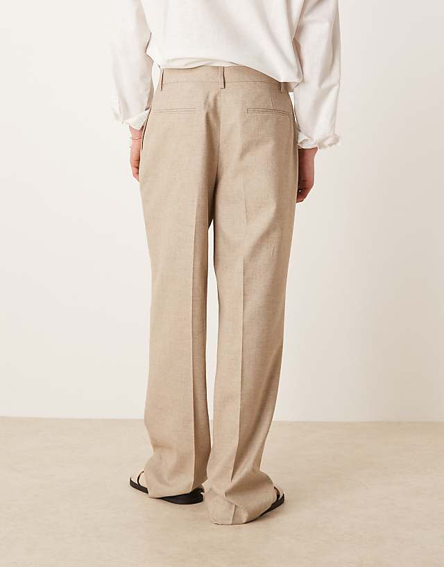 Asos ASOS DESIGN Smart Wide Leg Trousers In Stone Texture