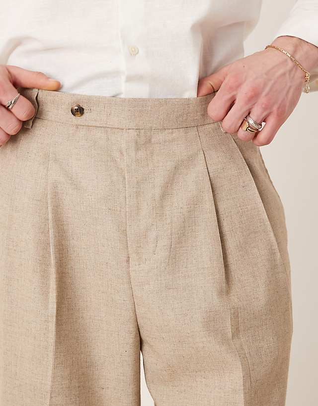 Asos ASOS DESIGN Smart Wide Leg Trousers In Stone Texture