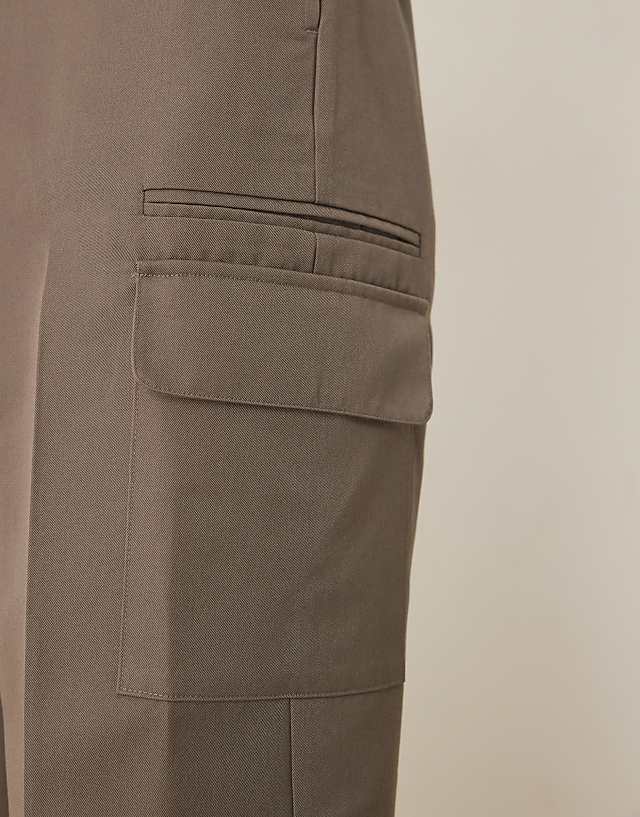 Asos ASOS DESIGN Smart Wide Leg Trousers With Double Pleats And Cargo Pockets In Khaki With Elasticated Waist