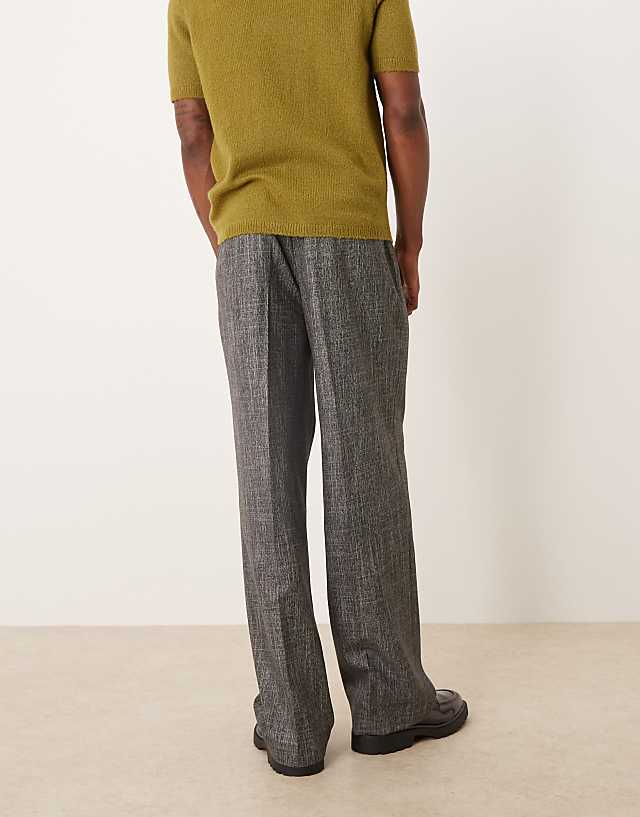 Asos ASOS DESIGN Smart Wide Leg Trousers With Double Pleats In Salt & Pepper