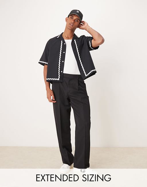 asos ASOS DESIGN smart wide leg trousers with front pleat in black