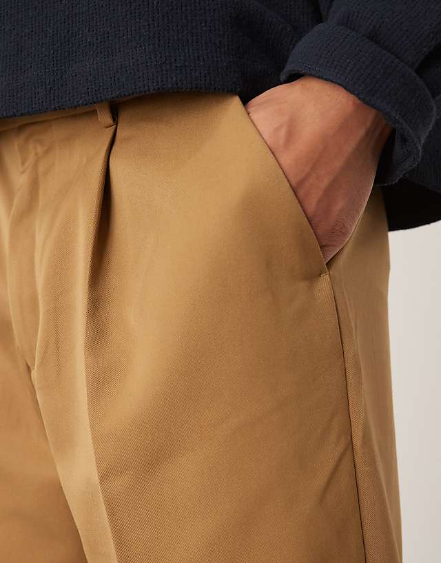 Asos ASOS DESIGN Smart Wide Leg Trousers With Front Pleats In Camel