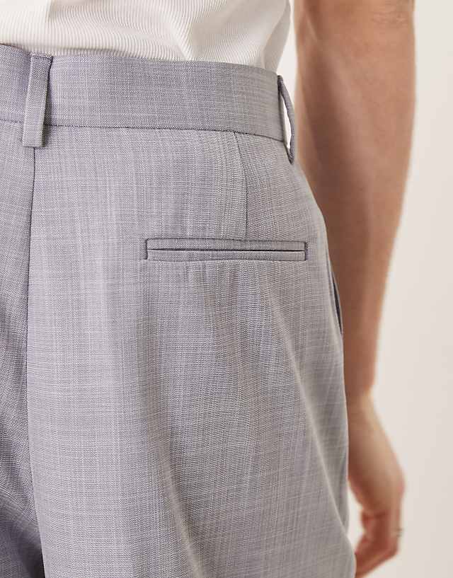 Asos ASOS DESIGN Smart Wide Leg Trousers With Front Pleat In Dusty Blue Crosshatch