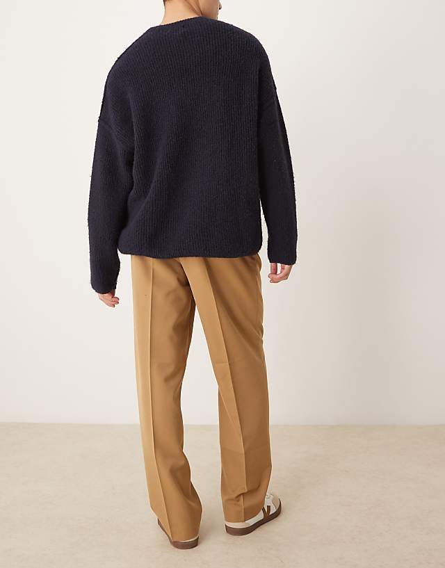 Asos ASOS DESIGN Smart Wide Leg Trousers With Front Pleat In Dusty Camel