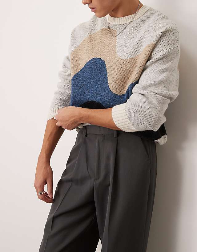 Asos ASOS DESIGN Smart Wide Leg Trousers With Front Pleat In Charcoal