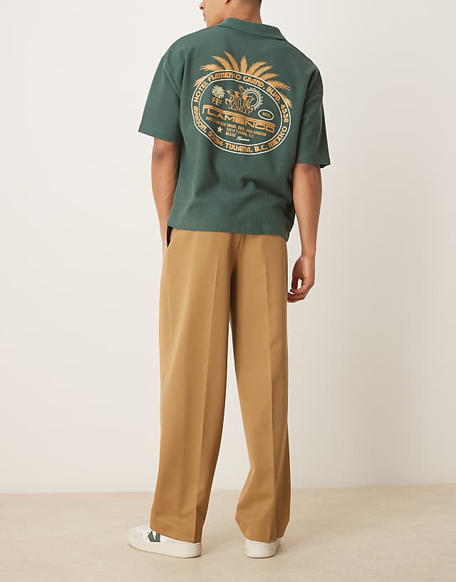 Asos ASOS DESIGN Smart Wide Leg Trousers With Inverted Pleats In Camel