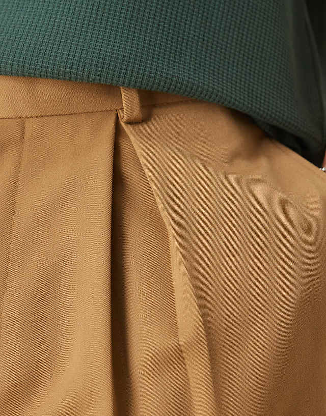 Asos ASOS DESIGN Smart Wide Leg Trousers With Inverted Pleats In Camel