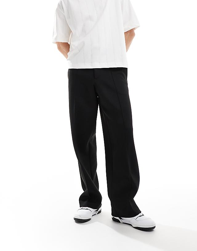 asos ASOS DESIGN smart wide leg trousers with shimmer in black