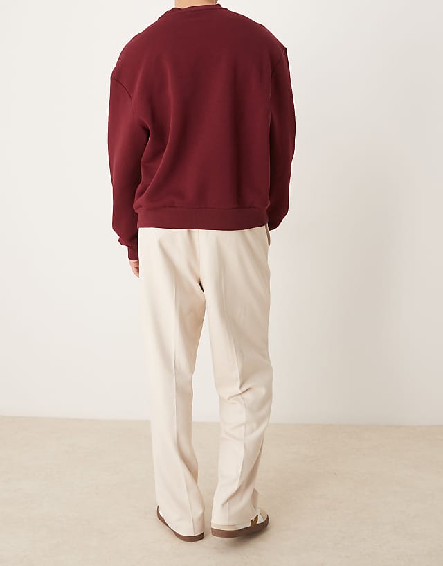 Asos ASOS DESIGN Smart Wide Leg Trousers With Side Piping In Stone