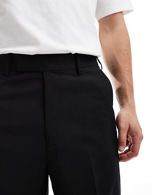 Asos ASOS DESIGN Smart Wide Leg Trousers With Toggle Hem In Black