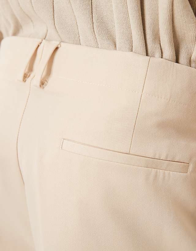 Asos ASOS DESIGN Smart Wide Leg Twill Trousers In Ecru
