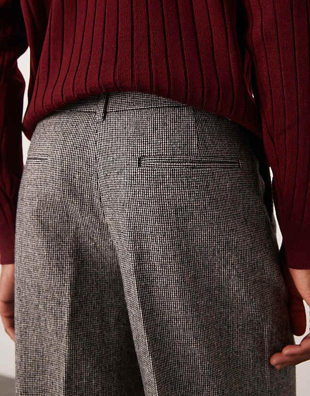 Asos ASOS DESIGN Smart Wide Leg Wool Mix Trousers In Black & White Puppytooth