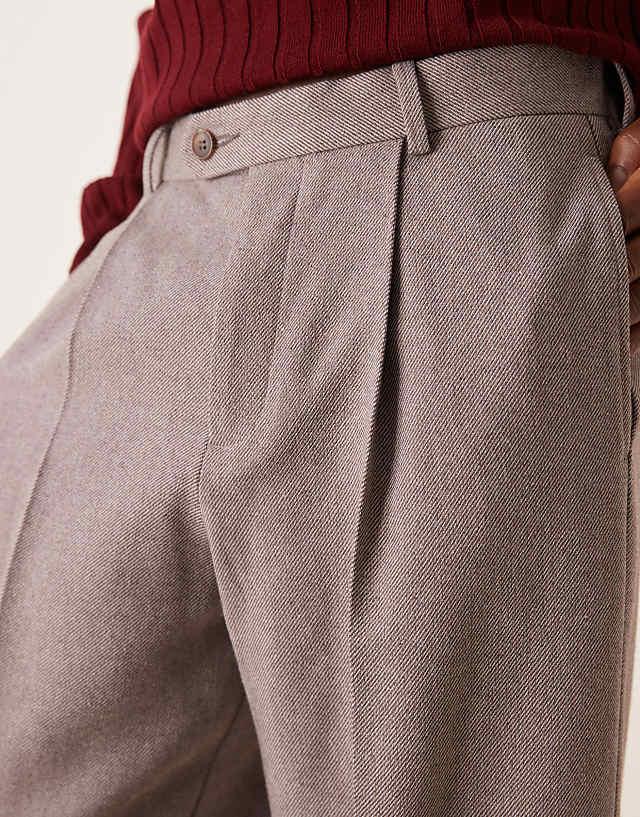 Asos ASOS DESIGN Smart Wide Leg Wool Mix Trousers In Light Brown