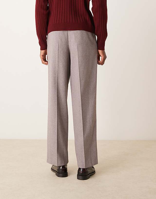 Asos ASOS DESIGN Smart Wide Leg Wool Mix Trousers In Light Brown