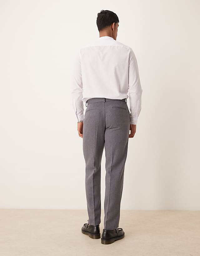 Asos ASOS DESIGN Smart Wool Mix Straight Leg Trousers In Light Grey Twill