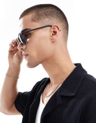 Asos ASOS DESIGN Sqaure Sunglasses With Smoke Lens And Matte Black Frame