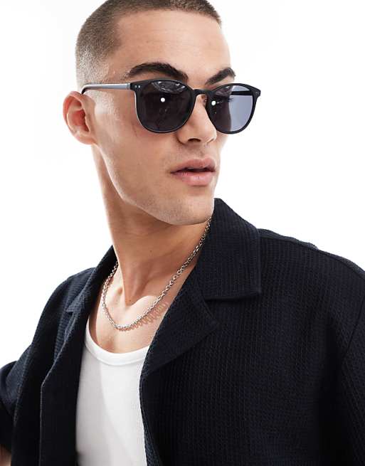 asos ASOS DESIGN sqaure sunglasses with smoke lens and matte black frame