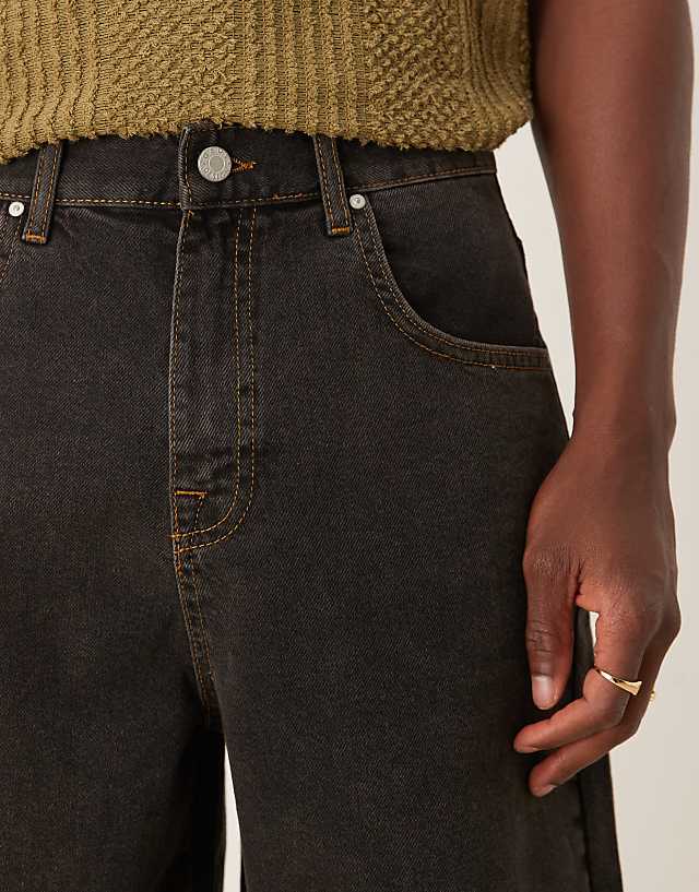 Asos ASOS DESIGN Standard Length Denim Jort In Brown Wash