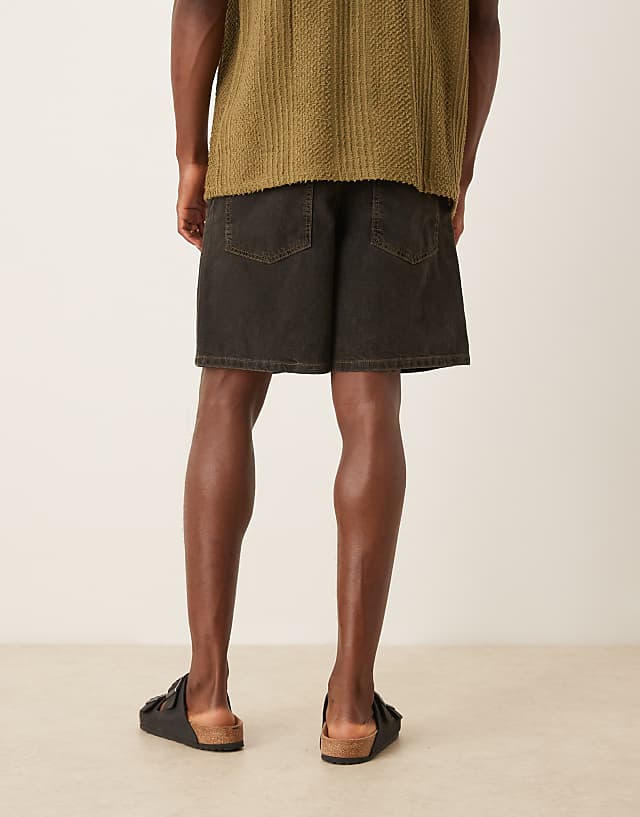 Asos ASOS DESIGN Standard Length Denim Jort In Brown Wash