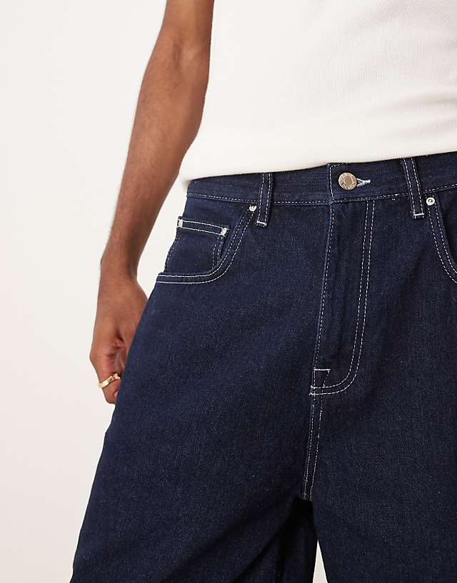 Asos ASOS DESIGN Standard Length Denim Jort In Indigo