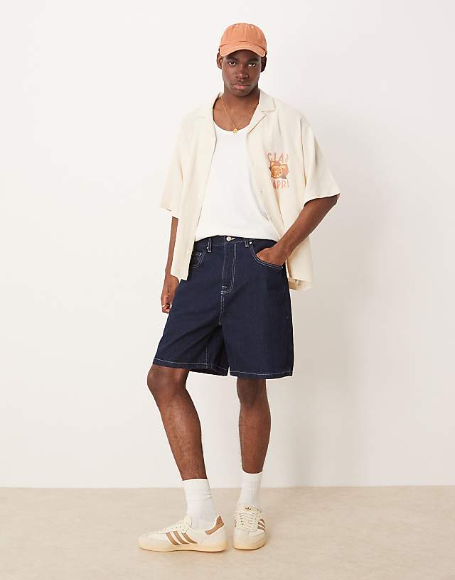 asos ASOS DESIGN standard length denim jort in indigo