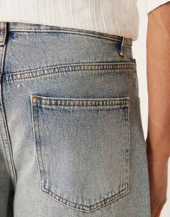 Asos ASOS DESIGN Standard Length Denim Jort In Light Wash