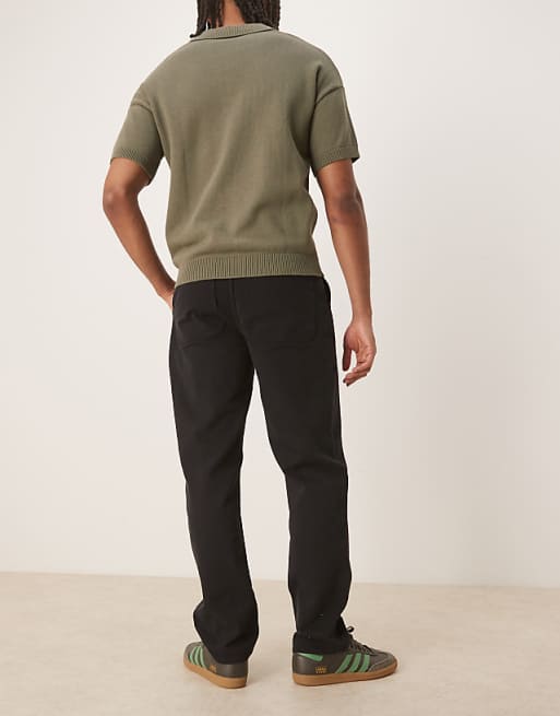 Asos ASOS DESIGN Straight Chinos In Black With Pleats