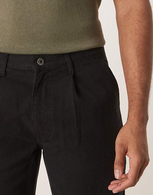 Asos ASOS DESIGN Straight Chinos In Black With Pleats