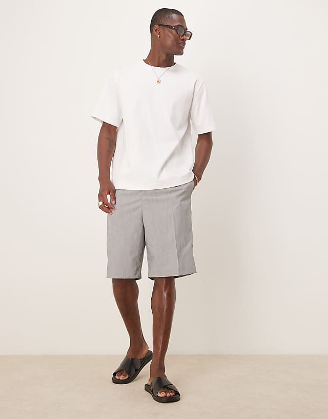 asos ASOS DESIGN straight fit smart shorts in green