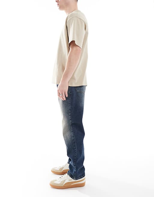 Asos ASOS DESIGN Straight Jeans With Tint In Mid Wash Blue