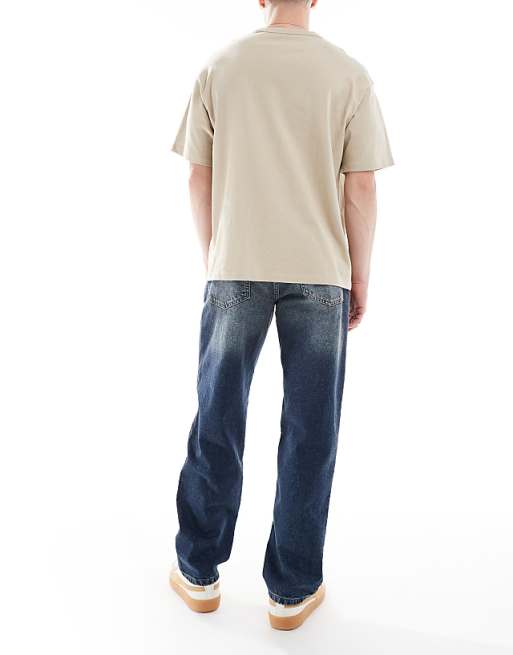 Asos ASOS DESIGN Straight Jeans With Tint In Mid Wash Blue