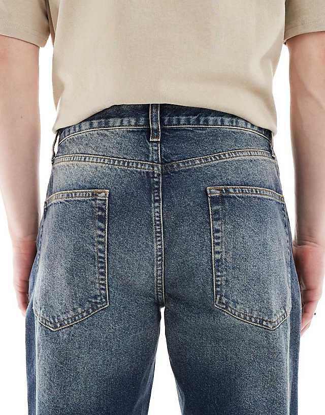 Asos ASOS DESIGN Straight Jeans With Tint In Mid Wash Blue