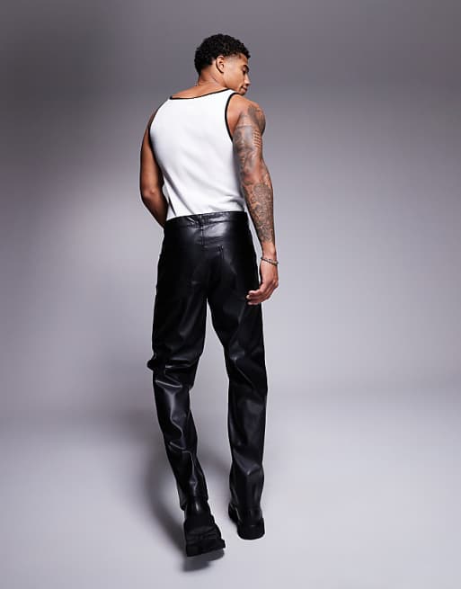 Asos ASOS DESIGN Straight Leg Faux Leather Trousers In Black
