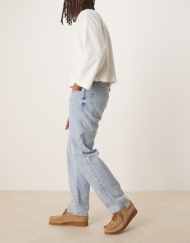 Asos ASOS DESIGN Straight Leg Jeans In Light Wash Blue