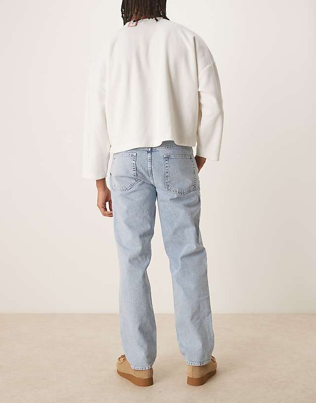 Asos ASOS DESIGN Straight Leg Jeans In Light Wash Blue