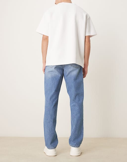 Asos ASOS DESIGN Straight Leg Jeans Light Wash Blue