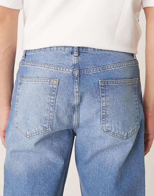 Asos ASOS DESIGN Straight Leg Jeans Light Wash Blue
